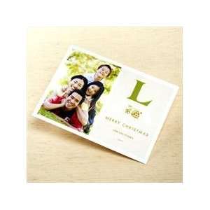  Green Winterberry Monogram Holiday Photo Card Health 