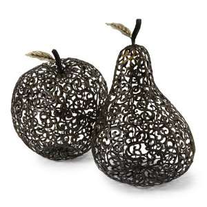 Decorative Assorted Fruits Apple and Pear Sculpture Statue Accent 