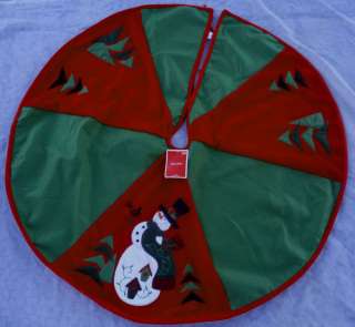 NEW Traditional Holiday Christmas Snowman Appliqued Tree Skirt 48 