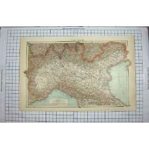   BACON MAP 1894 NORTHERN ITALY PISA VENICE ADRIATIC SEA