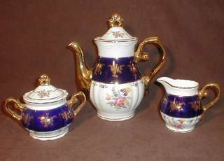 Karlovarsky Thun Cobalt blue Porcelain China tea set  