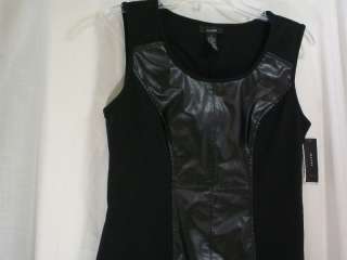 Alfani Black Pleather Inset Dress Size 4 (2980) 732998692980  