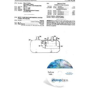  NEW Patent CD for SEPTIC TANK FOR WASTE DISPOSAL SYSTEM 