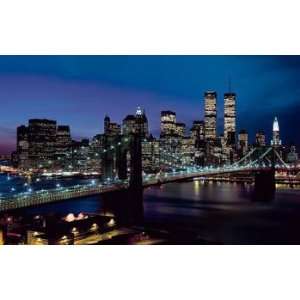  (99x164) New York City Manhattan Lights Brooklyn Bridge 