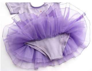 Purple CROWN Dance Leotard Ballet Tutu Girls Dress 2 7T  