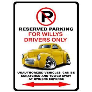  1941 Willys Hot Rod Muscle Car toon No Parking Sign 