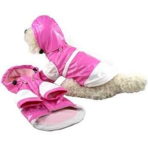  Pet Life Hooded Sport Dog Rainbreaker Pink & White Extra 