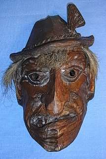 LARGE FARMER MASK * WOOD CARVED ANTIQUE 1900´S TA8  