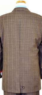   FUSION COLLECTION TAUPE W/ SKY BLUE / GREY PLAID VESTED SUIT 3610~44L