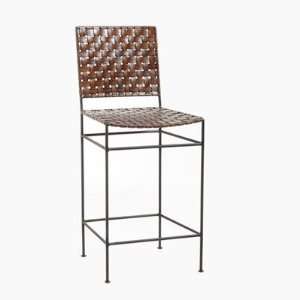    Saddler 26 Iron and Woven Leather Counter Stool Furniture & Decor