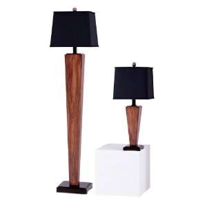   Cherry Wood Finish Table & Floor Lamp Set