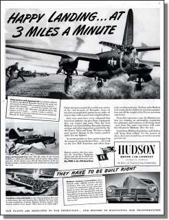 1944 Hudson Motor Car Co. War Time Production, Print Ad  