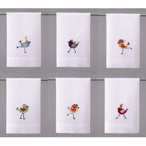Carol Eldridge Birds in Hats Embroidered Guest Hand Towel 14 x 22 
