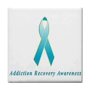 Addiction Recovery Awareness Ribbon Tile Trivet