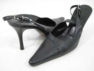 VICINI Black Leather Slingback Heels Pumps Shoes Sz 7.5  
