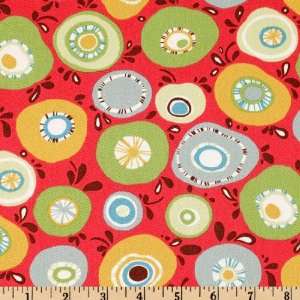   Fearless Circles Pomegranate Fabric By The Yard Arts, Crafts & Sewing