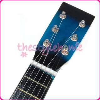 picks blue small acoustic wood guitar for kids children 23