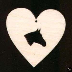 Horse Head in Heart Shape 2 Unfinished Wood #377 2H  