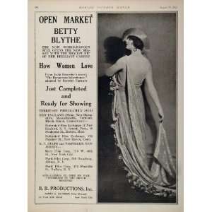  1922 Betty Blythe How Women Love Silent Film Ad   Original 