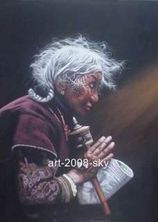 Original Oil painting artchinese female old women  