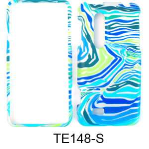   LG Thrill 4G Optimus 3D Case Cover Blue Green Zebra Print Rubberized