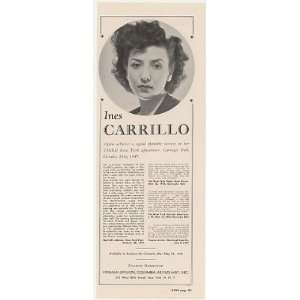  1948 Pianist Ines Carrillo Photo Booking Print Ad (Music 