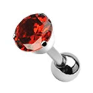 16g Cartilage Earring Piercing Stud with 5mm Red Round Cz Prong Top 16 