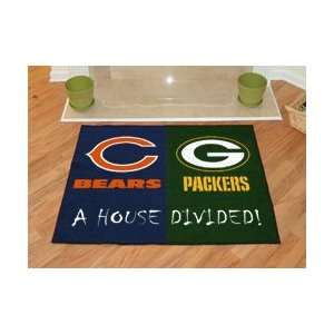  Chicago Bears/Green Bay Packers House Divided Door Mat Rug 