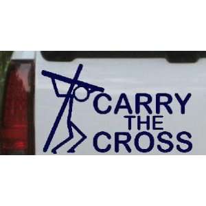 Carry The Cross Christian Car Window Wall Laptop Decal Sticker    Navy 