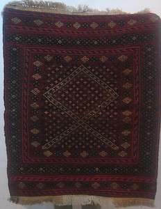 Antique Afghan wool Meshwani Tribal rug 3x4 wool  