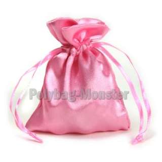 50 Pink Silky Satin Jewelry Pouches Gift Bags 3X4  