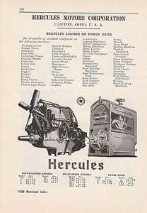 1928 Hercules Motors Corp Canton OH Ad 4 & 6 Cylinder  