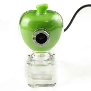 Megapixel USB 2.0 GREEN Apple Shaped Webcam with clip /bulid in 