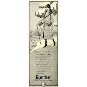  1922 Ad Gunther Fur Fashion Coat Wraps Snow Skiing Winter 