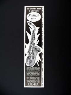 Kohlert Bixley Student Saxophone Sax 1964 print Ad advertisement 