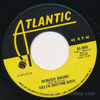 The DELTA RHYTHM BOYS Nobody Knows 45 rpm vocal group  