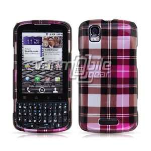 VMG Pink Brown Checker Plaid Design Hard 2 Pc Plastic Snap On Case for 