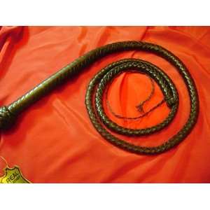  Deluxe Black Leather Bull Whip Flogger with Tails   7 Ft 
