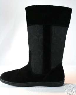   /Black 12CM Signature C Suede/Sherling Winter Boots New A7570  