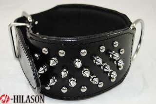 DC102 Black Leather Spiked Studded Dog collar Sz  SML  