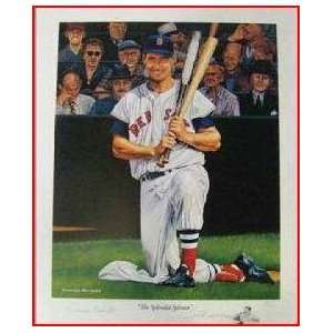 Ted Williams Signed Lithograph   Autographed MLB Art
