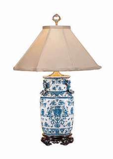 WILDWOOD LAMPS 5221 BLUE WHITE WITH DRAGONS LAMP PORCELAIN  