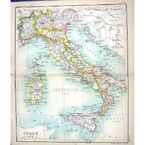  ANTIQUE MAP c1901 ITALY CORSICA SARDINIA SICILY CALABRIA 