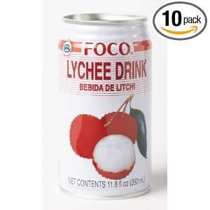 Foco Lychee Drink 11.8oz (Pack of 10)  Grocery & Gourmet 