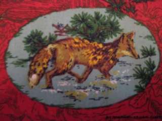   UPHOLSTERY FABRIC ~ WILD ANIMALS DEER FOX RABBIT QUAIL MALLARD RACCOON