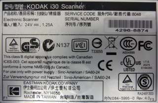 KODAK I30 ADF DESKTOP 600DPI USB 2.0 25PPM SHEETFED DOCUMENT COLOR 