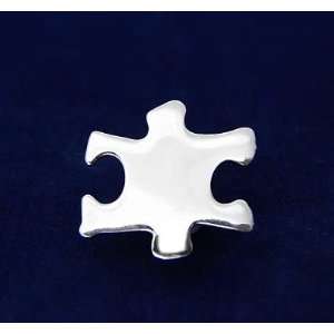 Autism Ribbon Pin  Large Silver Puzzle Piece w/ Autism Ribbon (27 Pins 