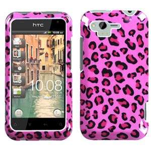 PINK LEOPARD HARD CASE FOR HTC RHYME ADR6330 PROTECTOR SNAP ON COVER 