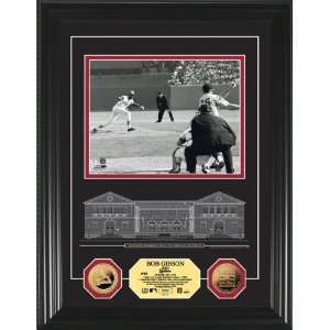  Bob Gibson Hof Archival Etched Glass 24Kt Gold Coin Photo 