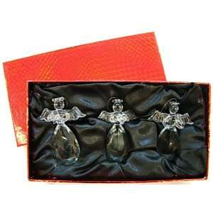  New with Gift Box 3 Crystal Prism Glass Angel Christmas 
